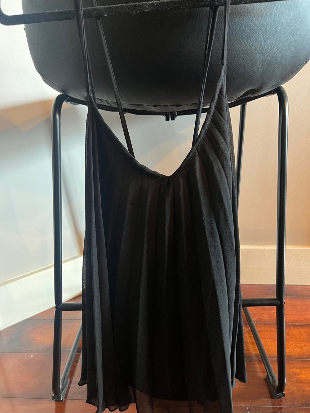 Black Pleated Spaghetti Strap Slip Top